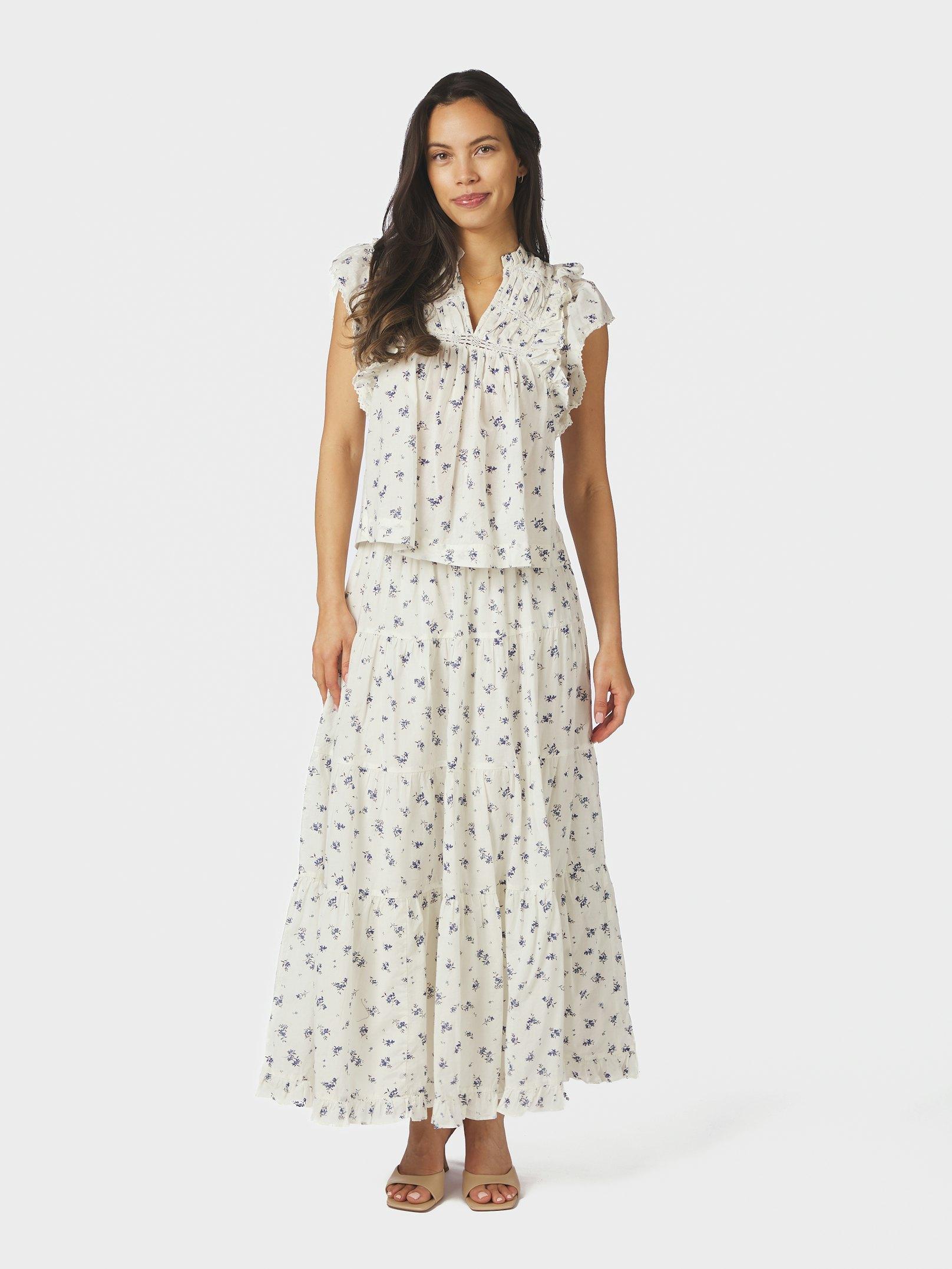 Asta Small Blossom Skirt White Blue - 5