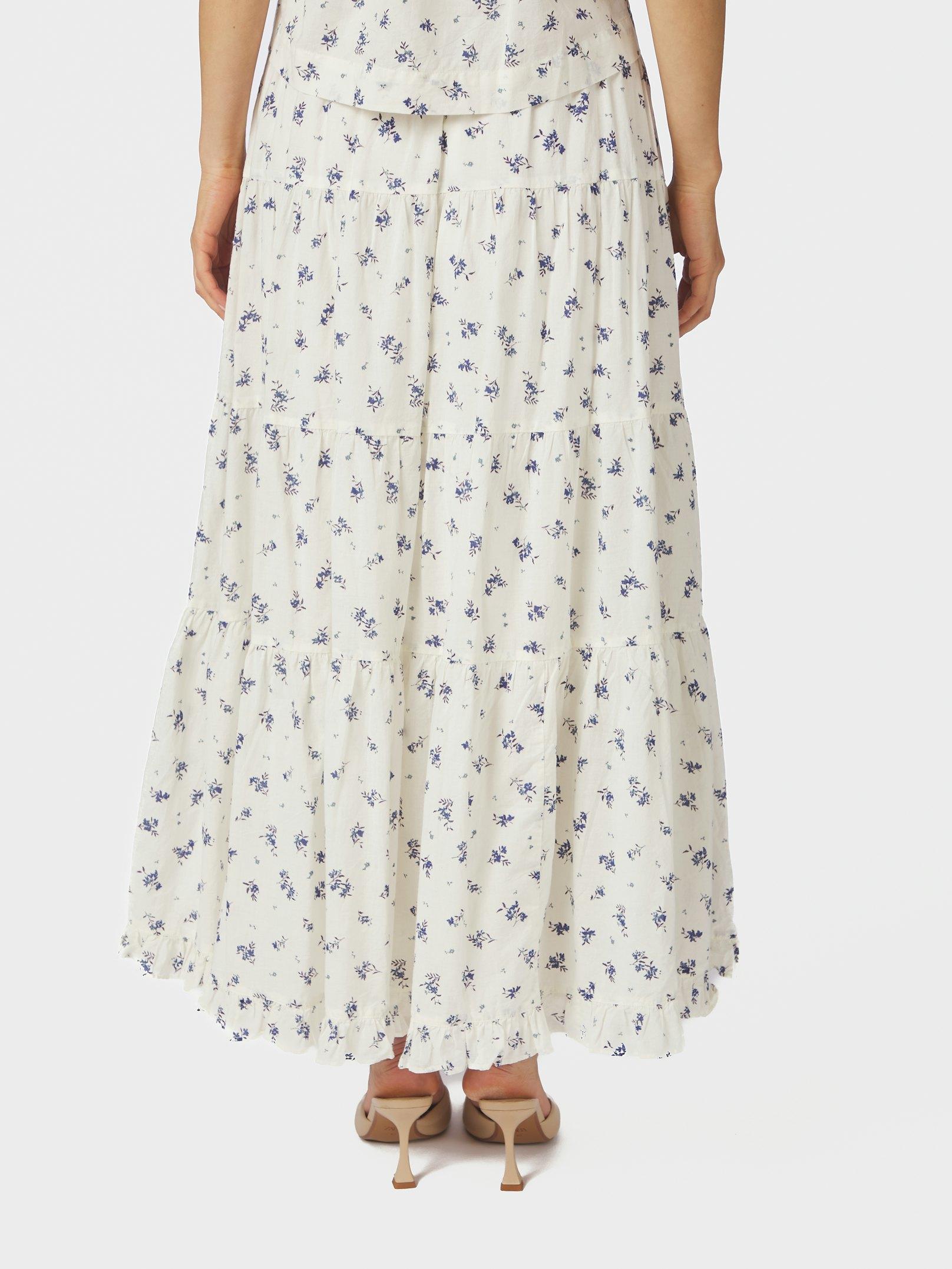 Asta Small Blossom Skirt White Blue - 4