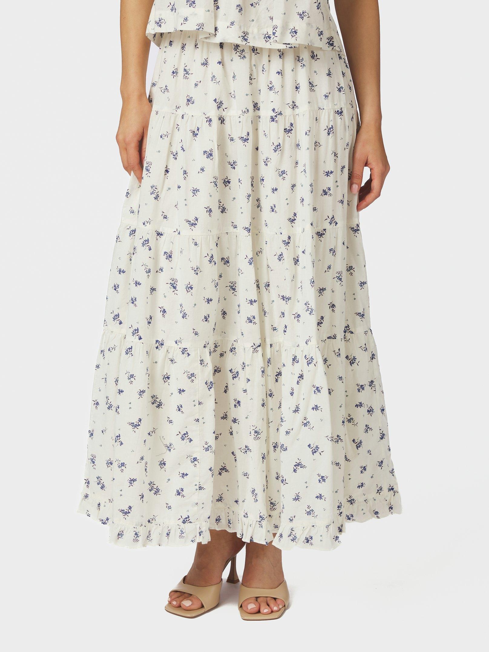 Asta Small Blossom Skirt White Blue - 3