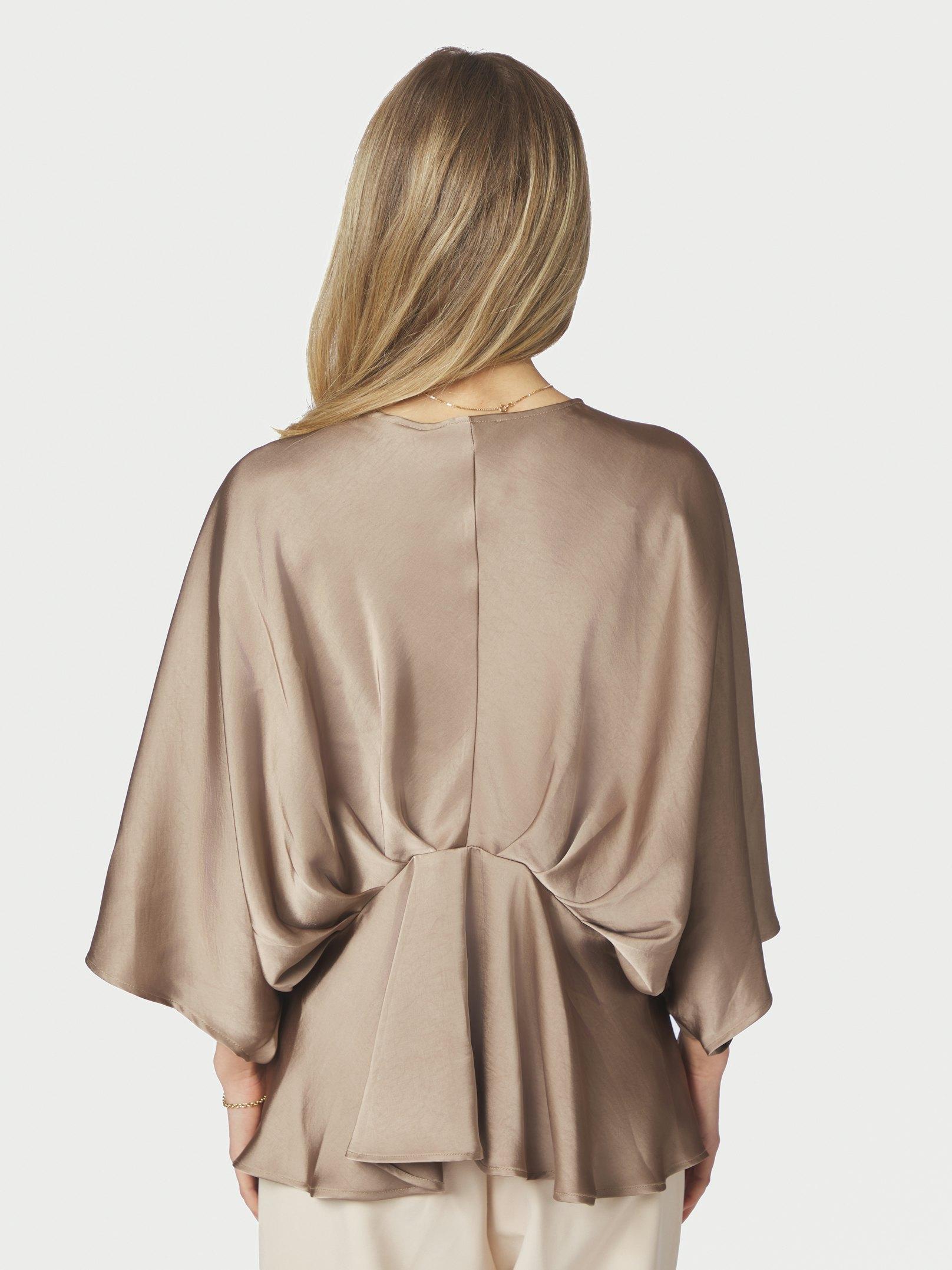 Rivina Heavy Sateen Blouse Dark Taupe - 4