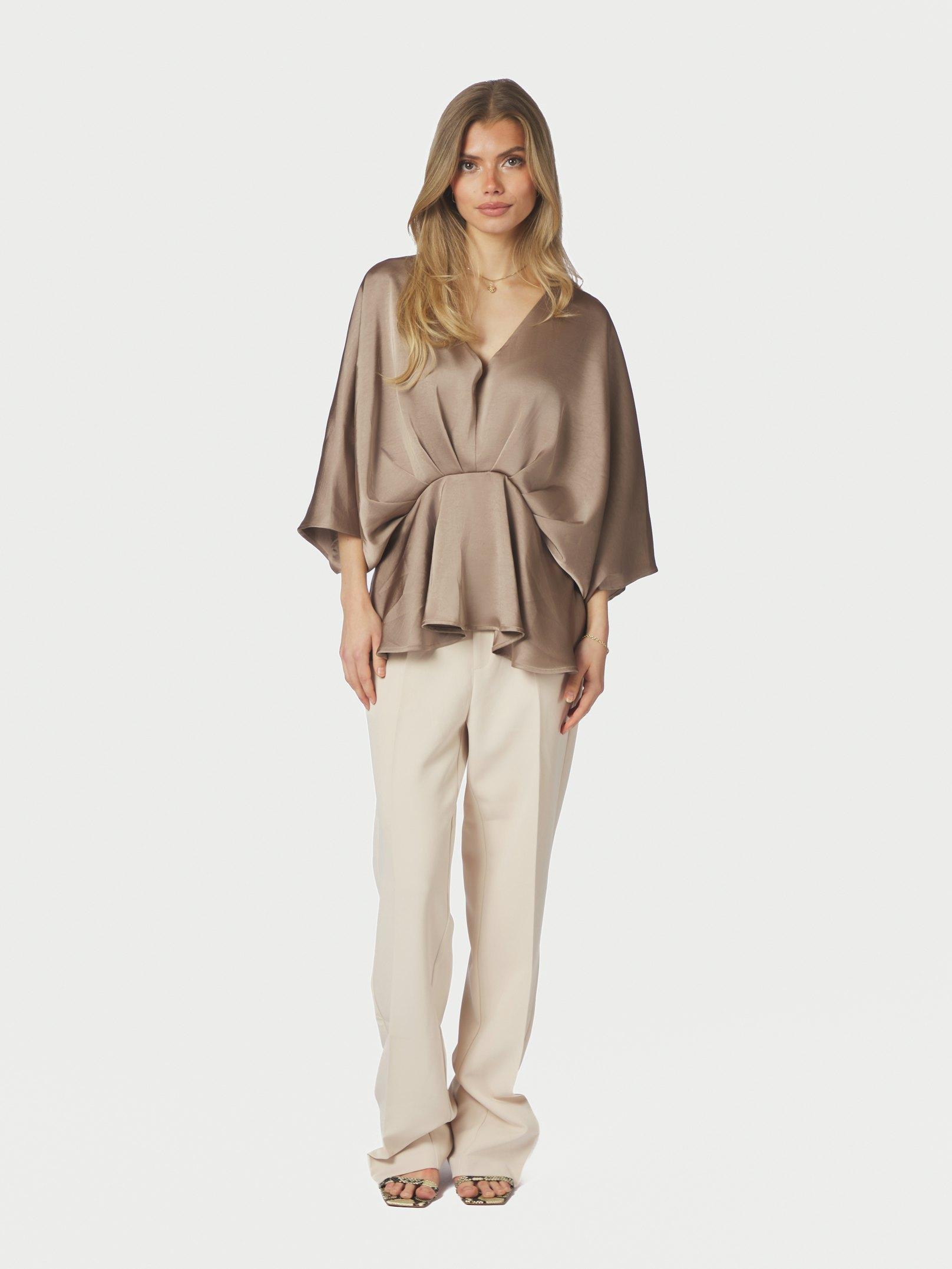Rivina Heavy Sateen Blouse Dark Taupe - 5