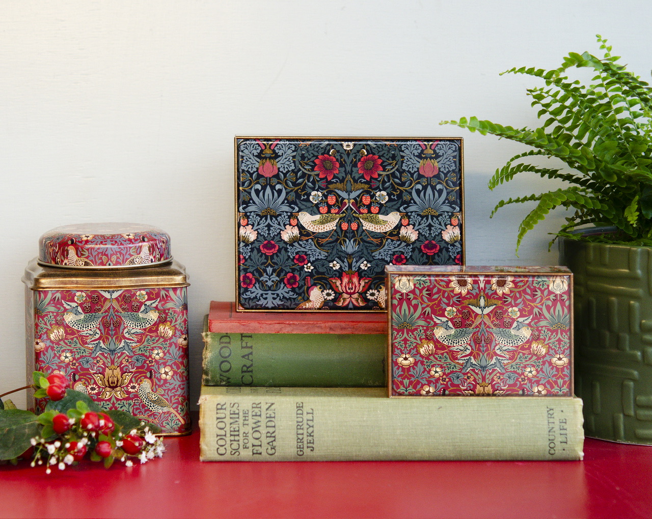 Teburk Pagode - William Morris Strawberry Thief Red - 2