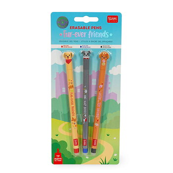 Erasable gel pen, 3-pack, Fur-ever Friends, Golden retriever/Bulldog/Pudel (hundar), Limited edition