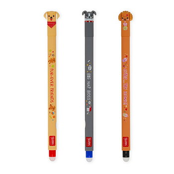 Erasable gel pen, 3-pack, Fur-ever Friends, Golden retriever/Bulldog/Pudel (hundar), Limited edition