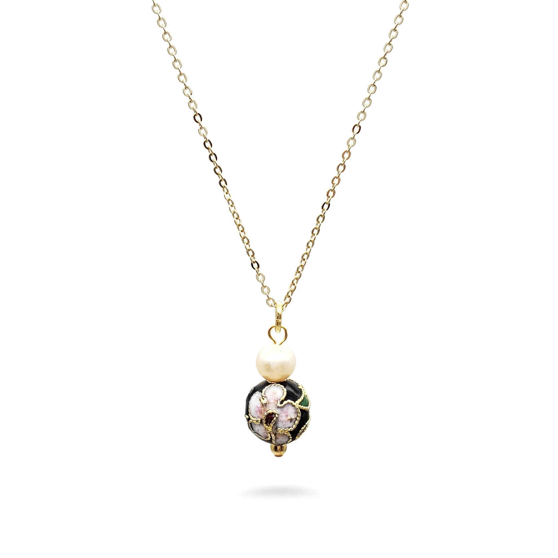 Halsband blomma svart rund