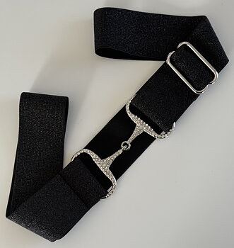 RHINESTONE BELT SPARKLY HORSEBIT BLACK, silver buckles
