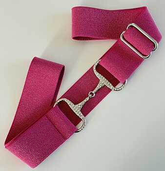 RHINESTONE BELT SPARKLY HORSEBIT PINK, silver buckles