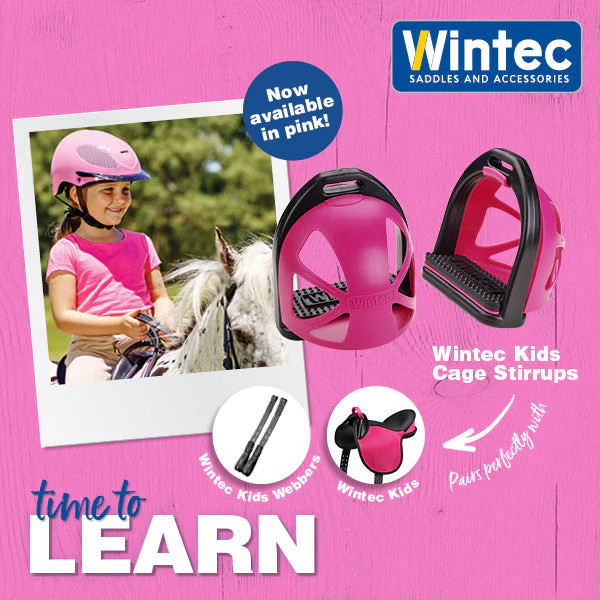 BESTSELGER! Wintec Kids ponnisal med remmer og bøyler Saddle Pack ROSA - 2