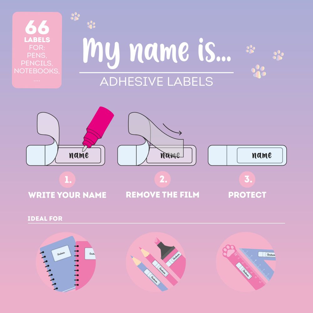 Set med 3 blad stickers, Kitty, My name is... - 4