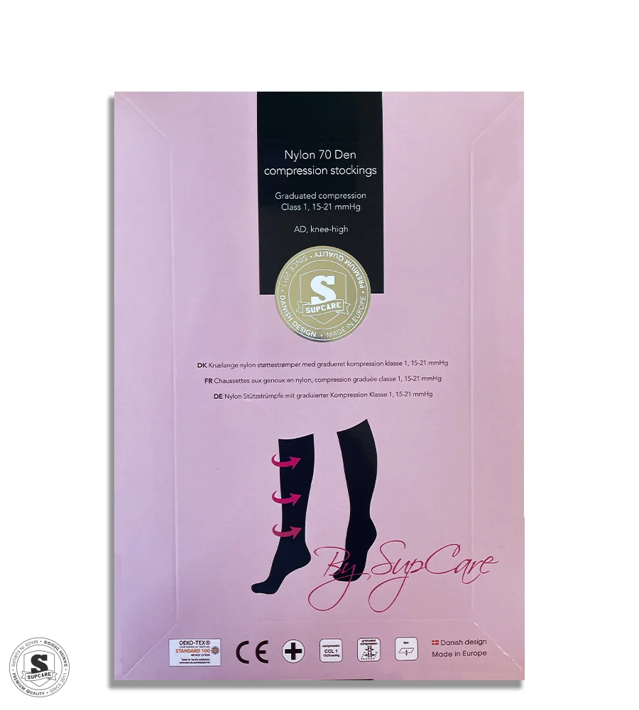 Kniehoge compressiekousen van nylon met een mooi patroon - 5