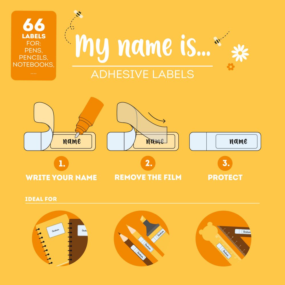 Set med 3 blad stickers, Teddy, My name is... - 4