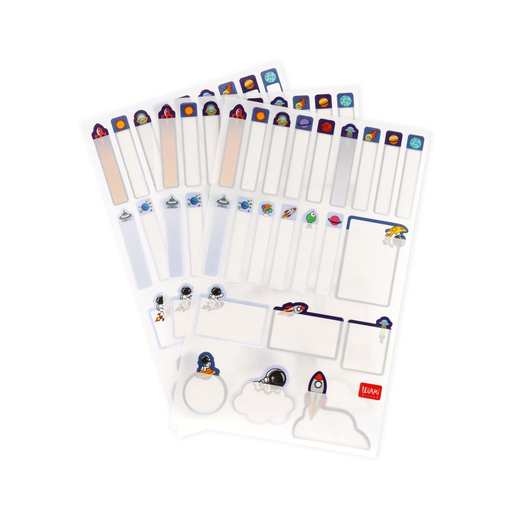Set med 3 blad stickers, Space, My name is... - 2