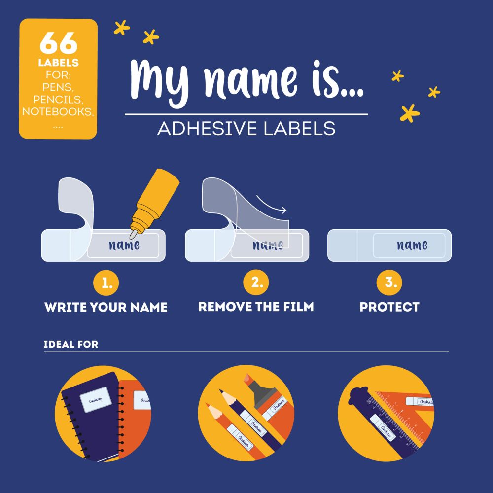 Set med 3 blad stickers, Space, My name is... - 4