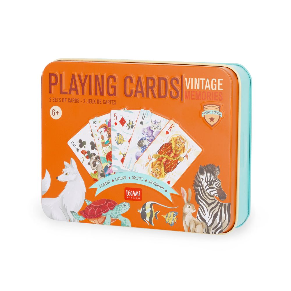 Playing cards - Metallask med två kortlekar