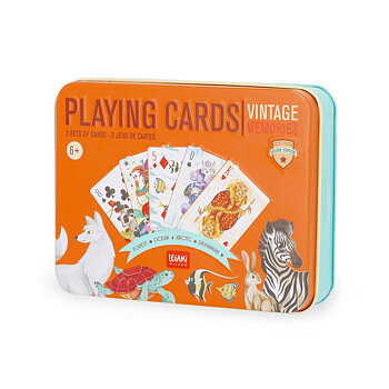 Playing cards - Metallask med två kortlekar