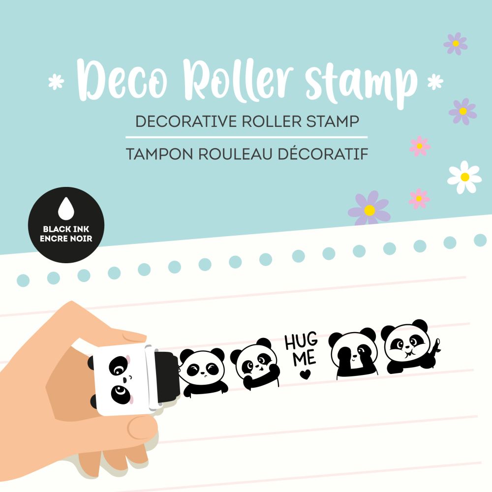 Deco roller stamp, roterende stempel, Panda - 4