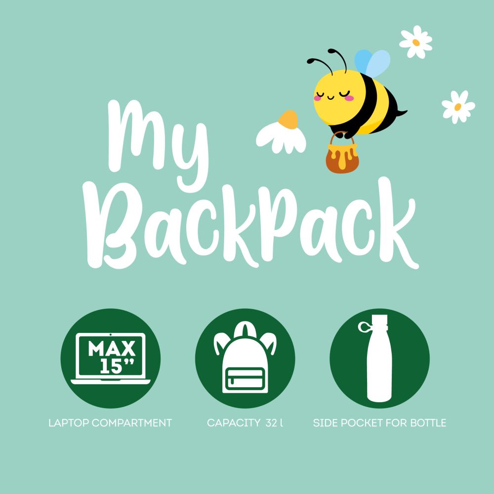 My Backpack, Bee, green, ryggsäck - 7