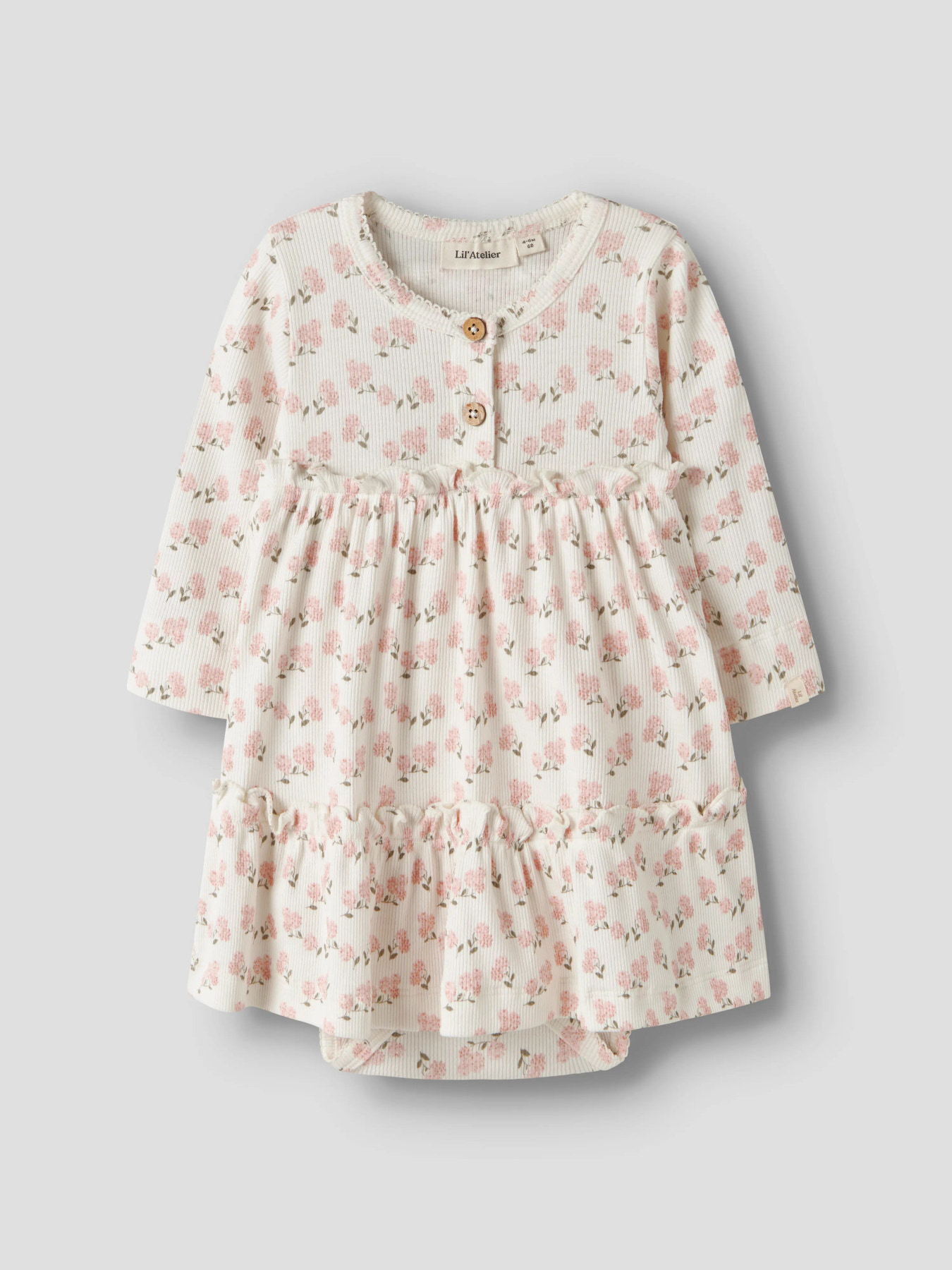 NBFGAGO SUM LS BODY DRESS LIL Coconut Milk HYDRANGEA