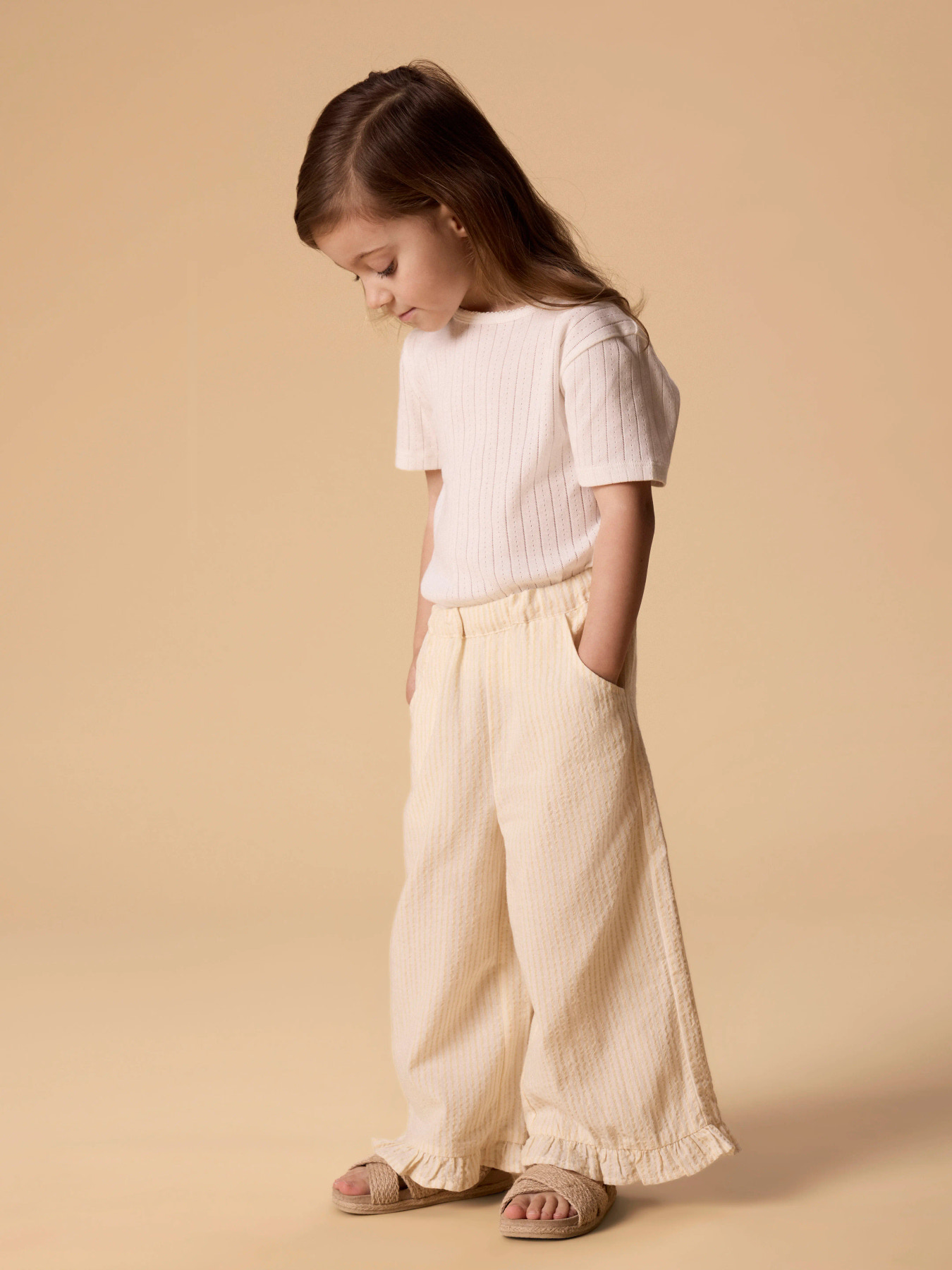 NMFFOLLY WIDE PANT LIL Coconut Milk SAHARA SUN - 4
