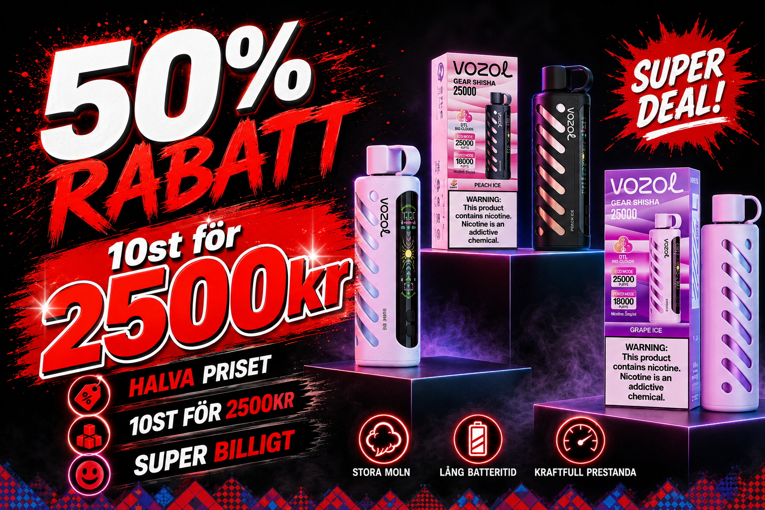 10st Vozol - 250,000 Puffar - 3