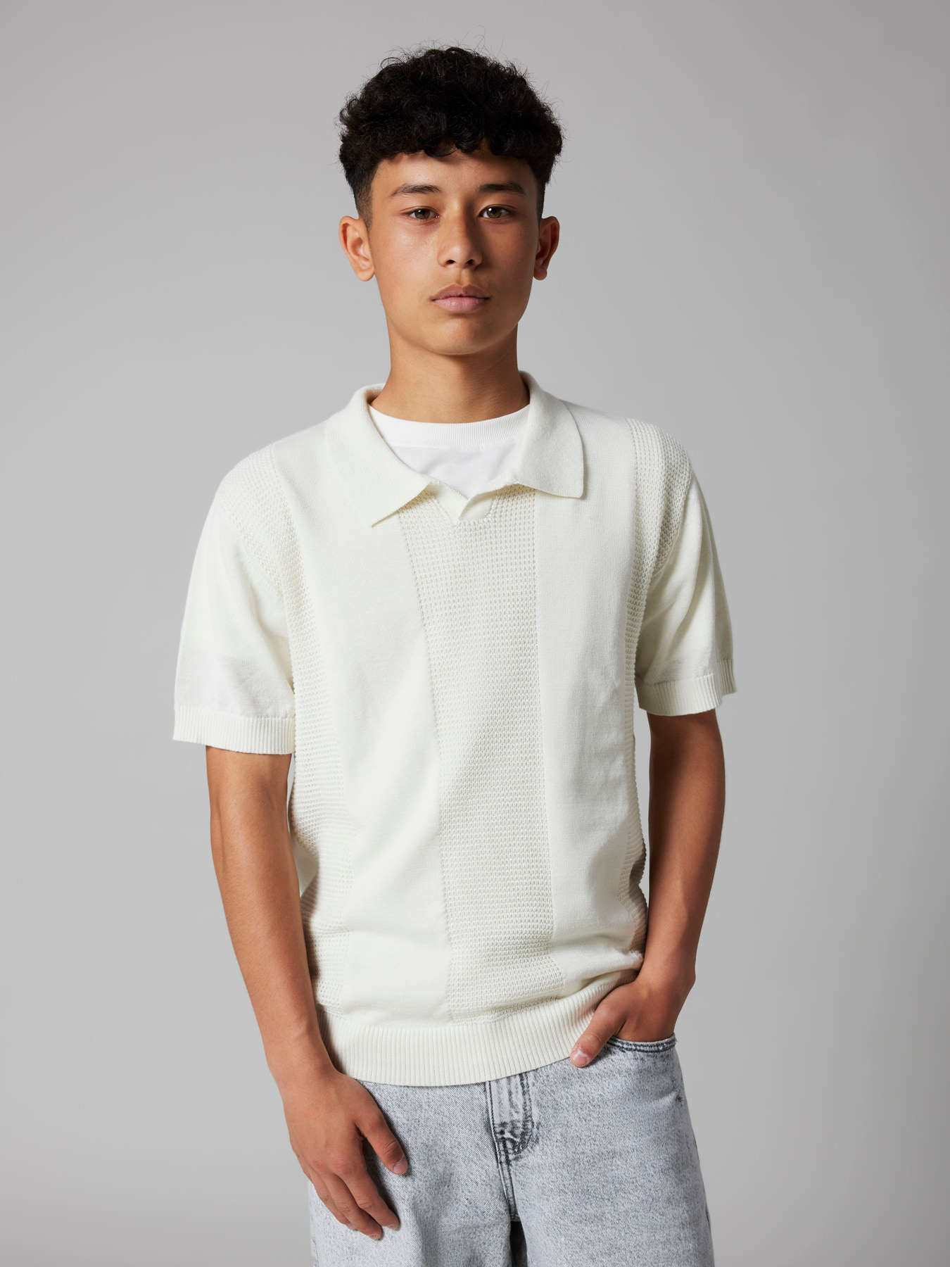 NLMHAVO SS POLO KNIT Antique White - 5