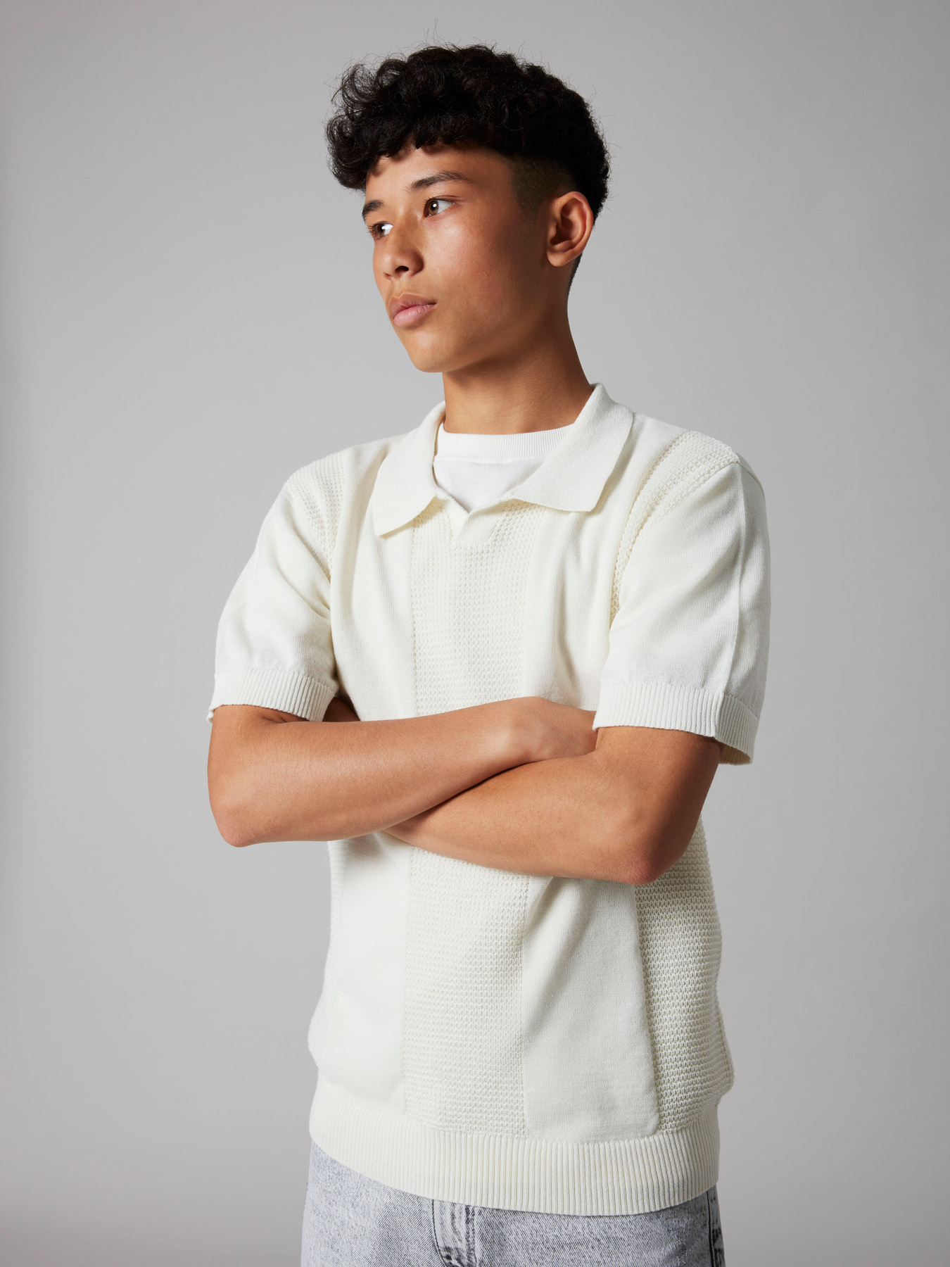 NLMHAVO SS POLO KNIT Antique White - 4