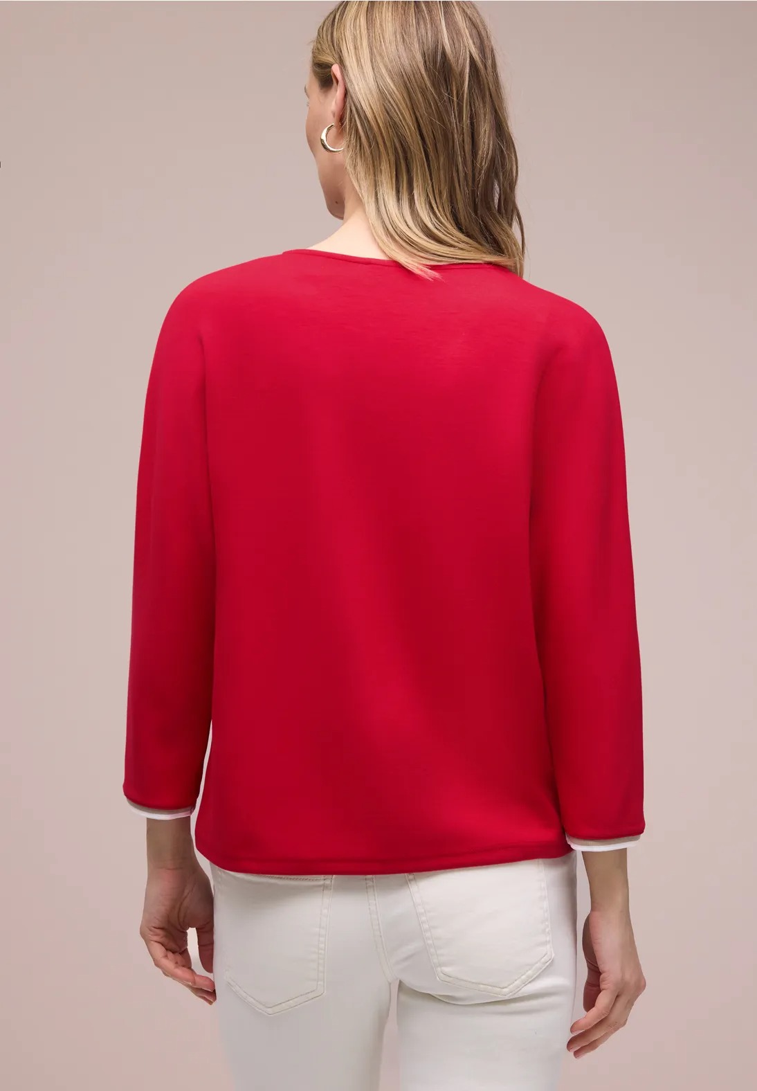 Shirt With Striped Panel - Salsa Red - Street One - 3