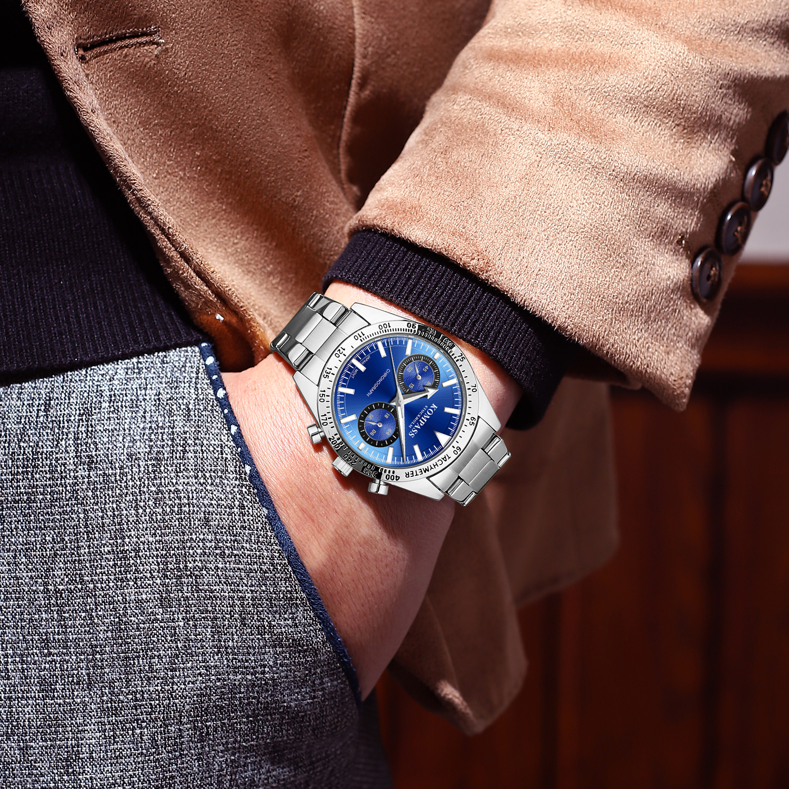 Kompass Airborne Chronograph Silver Blue - 8