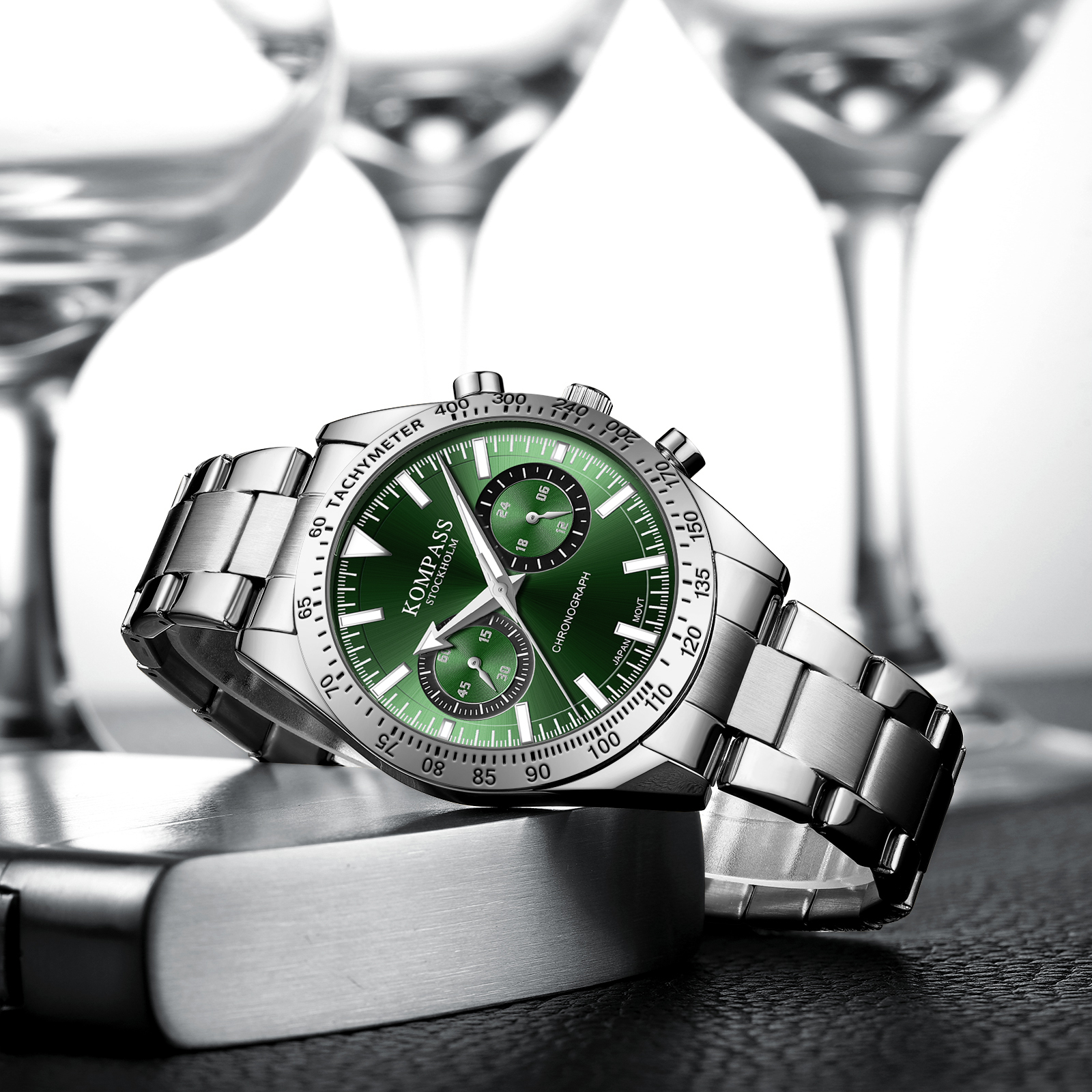 Kompass Airborne Chronograph Silver Green - 5