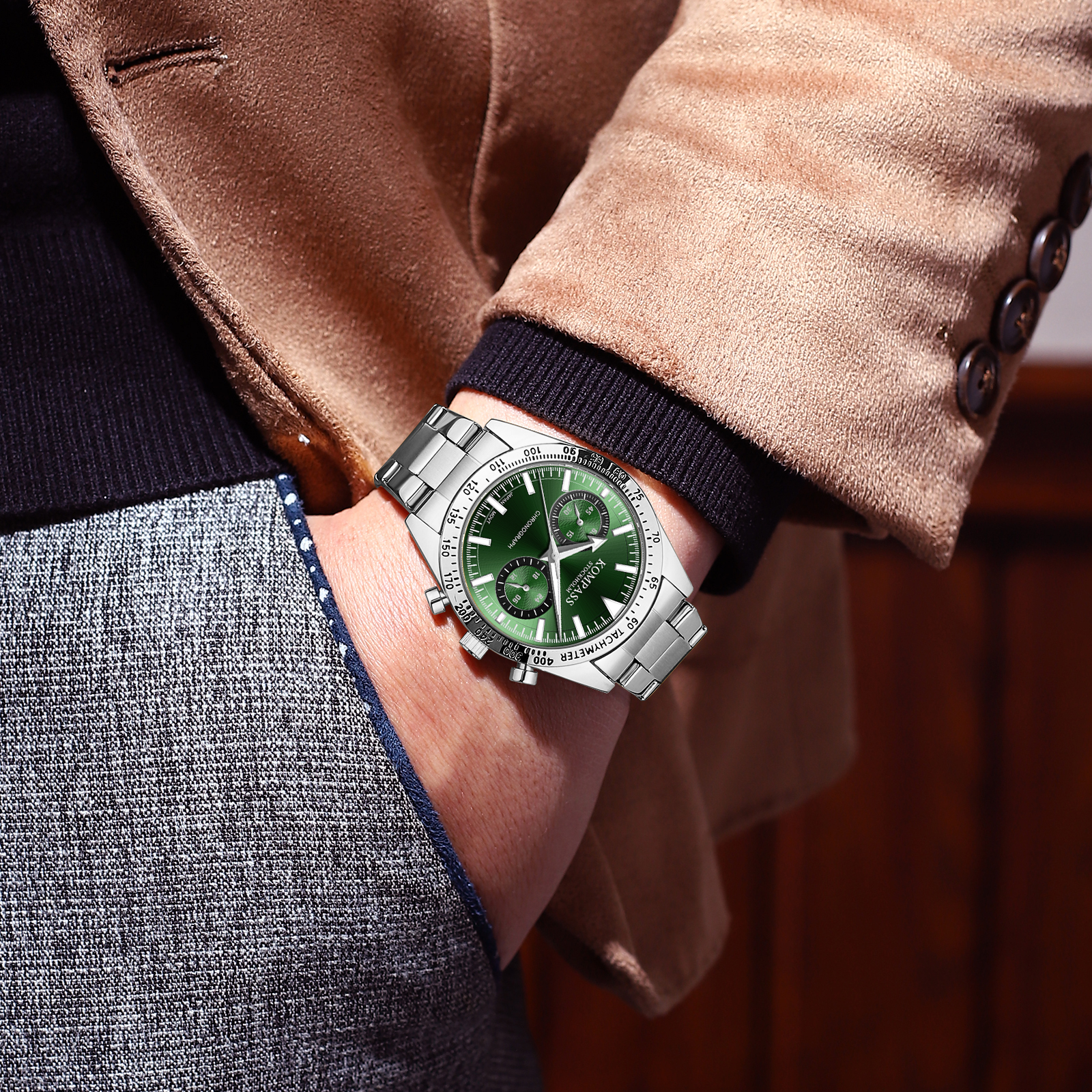 Kompass Airborne Chronograph Silver Green - 8