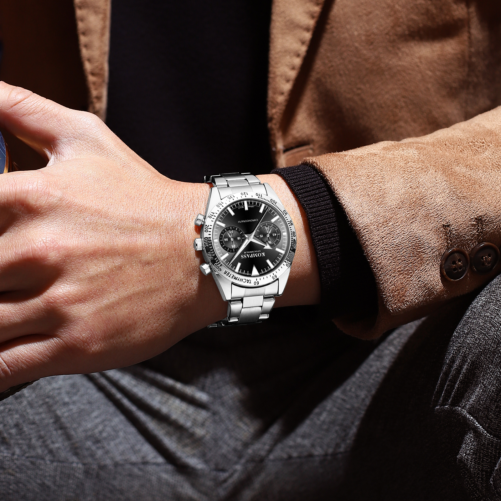 Kompass Airborne Chronograph Silver Black - 7