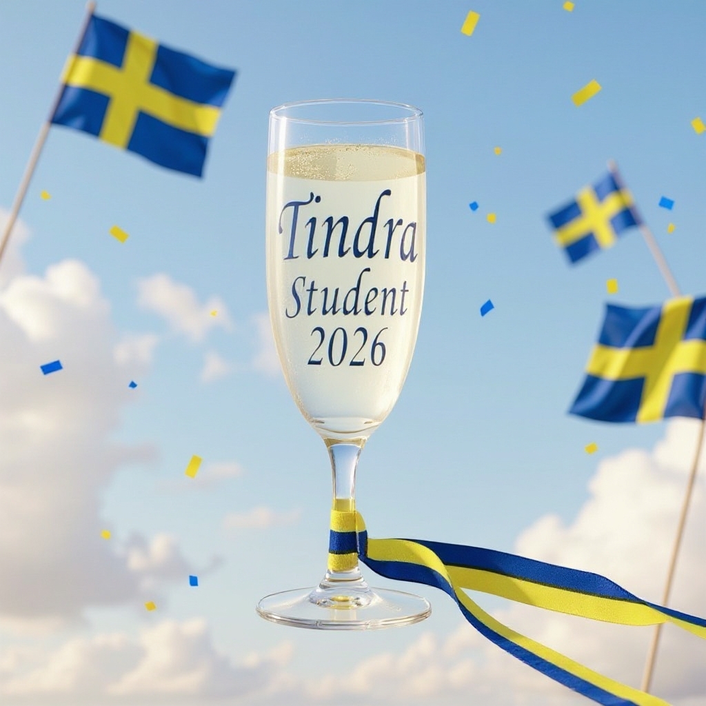 Champagneglas-halsband - Valfritt namn & "Student 2026"