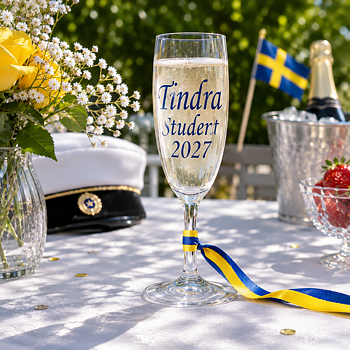 Champagneglas-halsband - Valfritt namn & "Student 2027"
