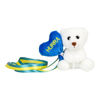 Student-halsband - Nalle med ett blått hjärta "HURRA"