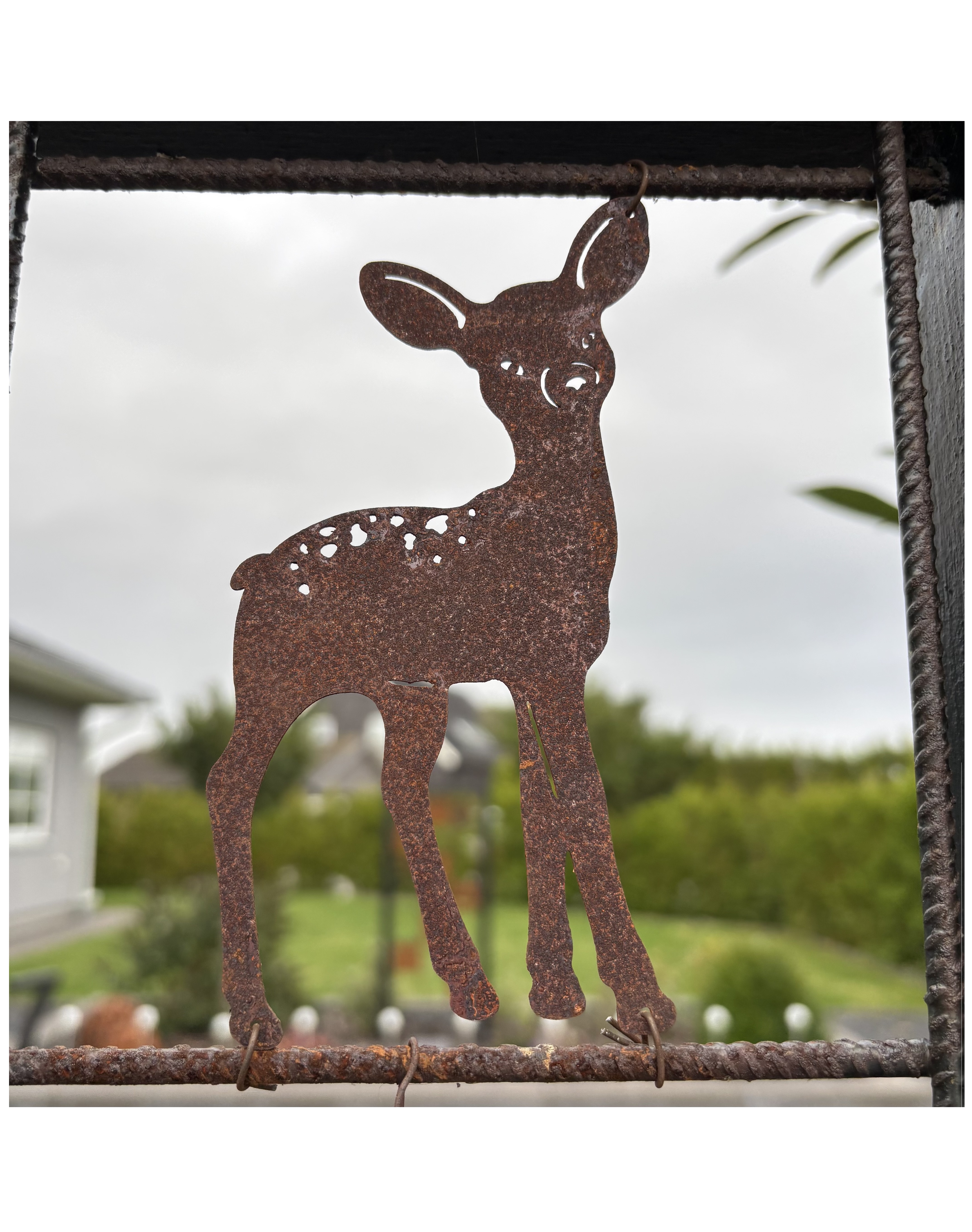 Rostig skylt till armeringsnät RÅDJUR 14 cm