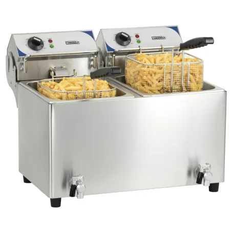 Elektrisk fritös med avtappningskran 2 x 7 liter