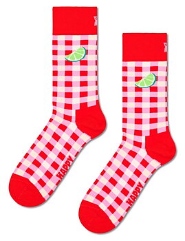 Happy Socks Gingham Lime sukka