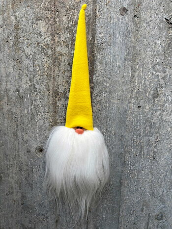 Stor Hängande Tomte Gul Mössa Vitt Skägg Islandsfår Påsktomte