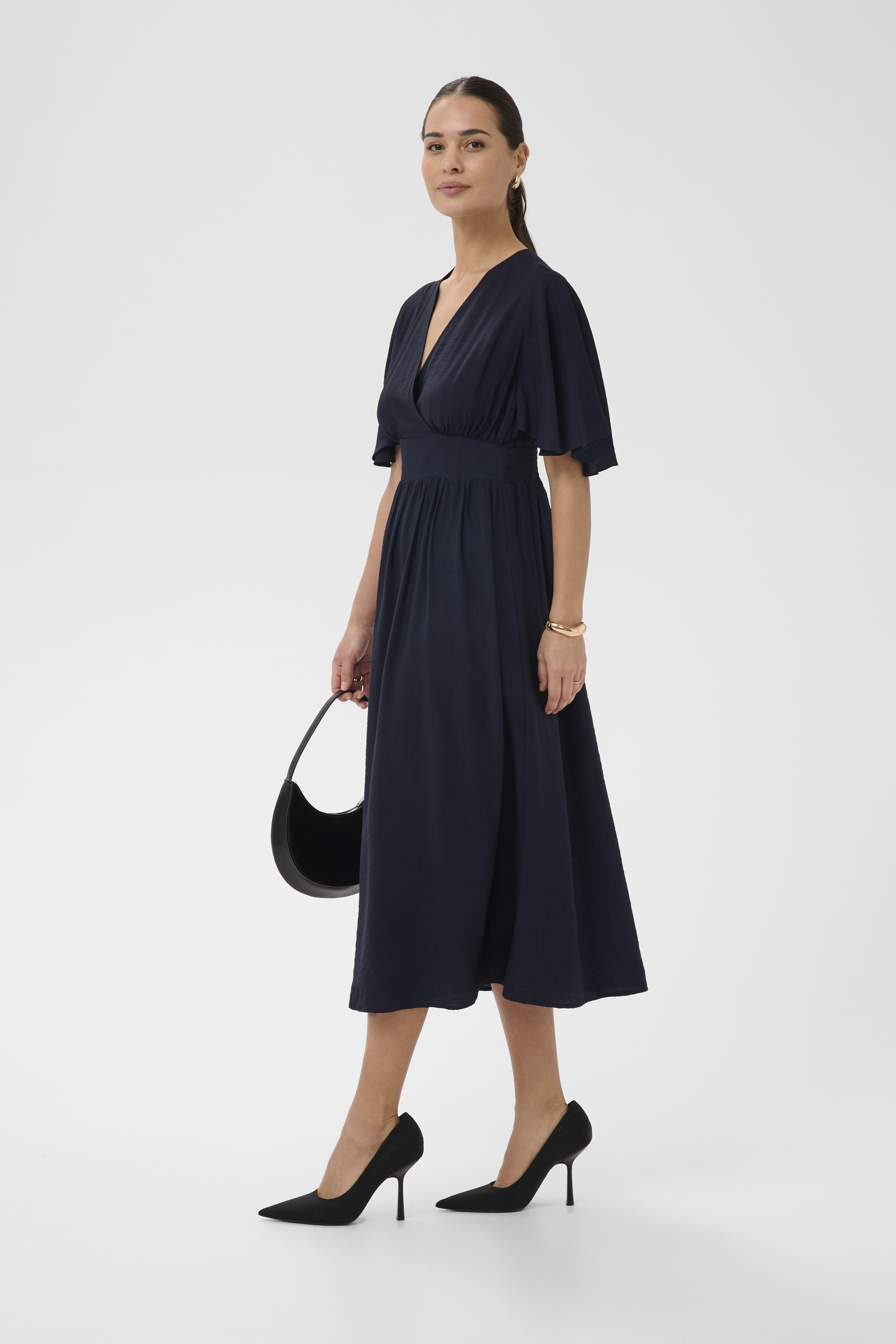 KAsirena long Dress Midnight marine  Klockad  marinblå klänning - 3