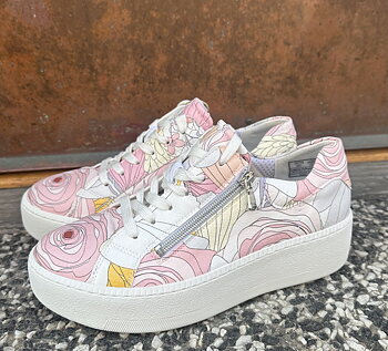 Sneakers Nicky-H från Waldläufer, stora blommor, 100% VEGANSK