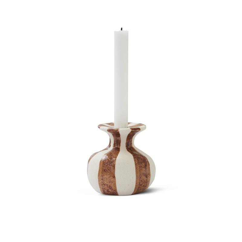 Candleholder Striped Chestnut  Small
