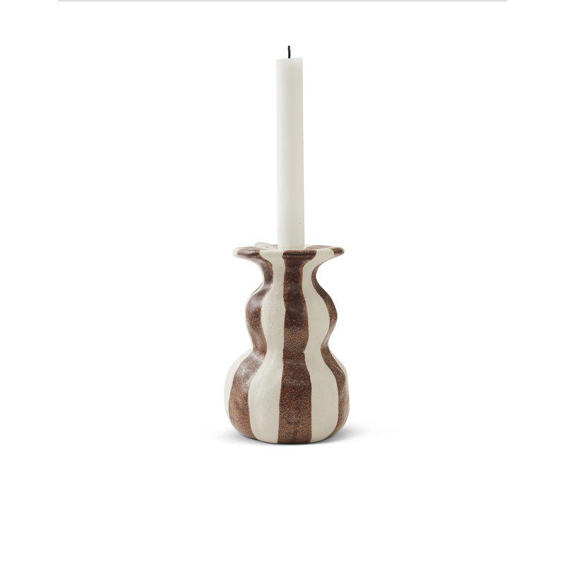 Candleholder Striped Chestnut Medium