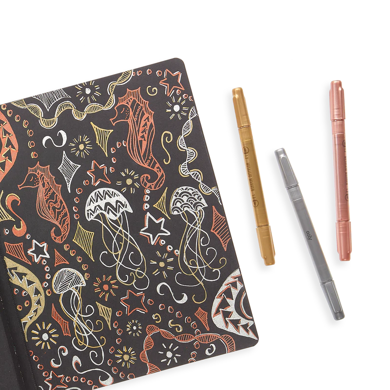 Metallicpennor med dubbla spetsar Guld, Silver & Koppar - 2
