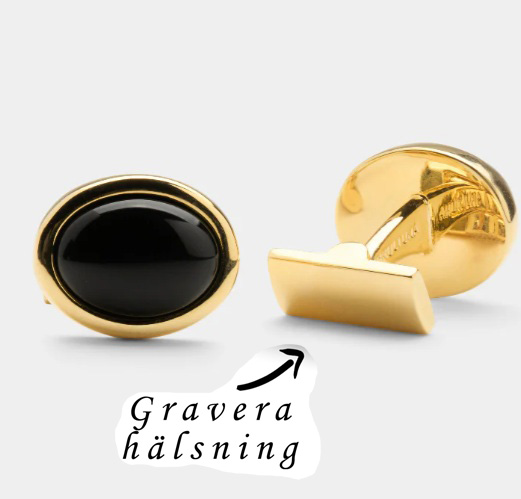 Skultuna manchetknap Sort slips Sort/guld