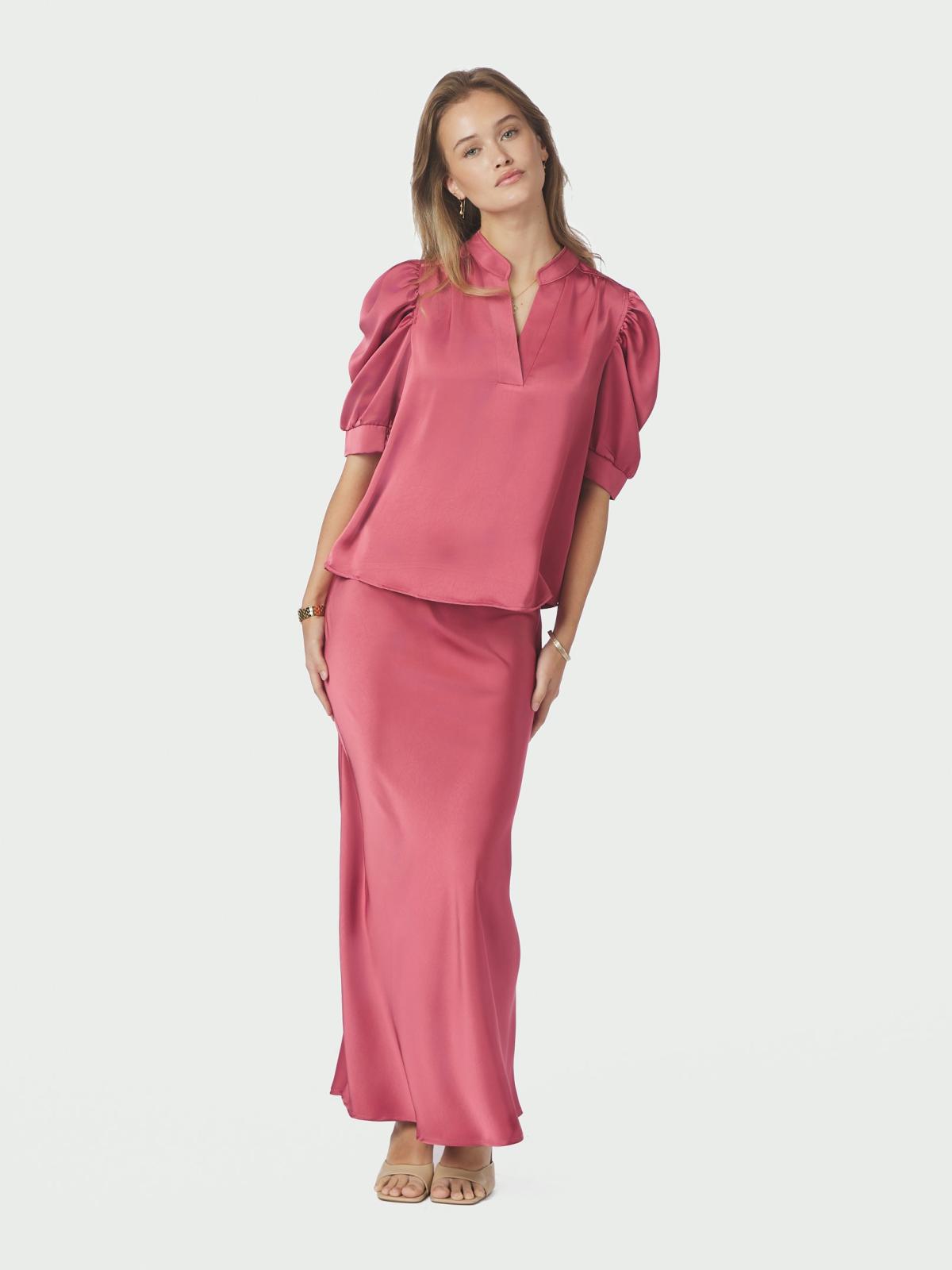 Neo Noir Roella Heavy Sateen Blouse, Cherry Pink - 5