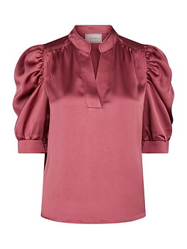 Neo Noir Roella Heavy Sateen Blouse, Cherry Pink