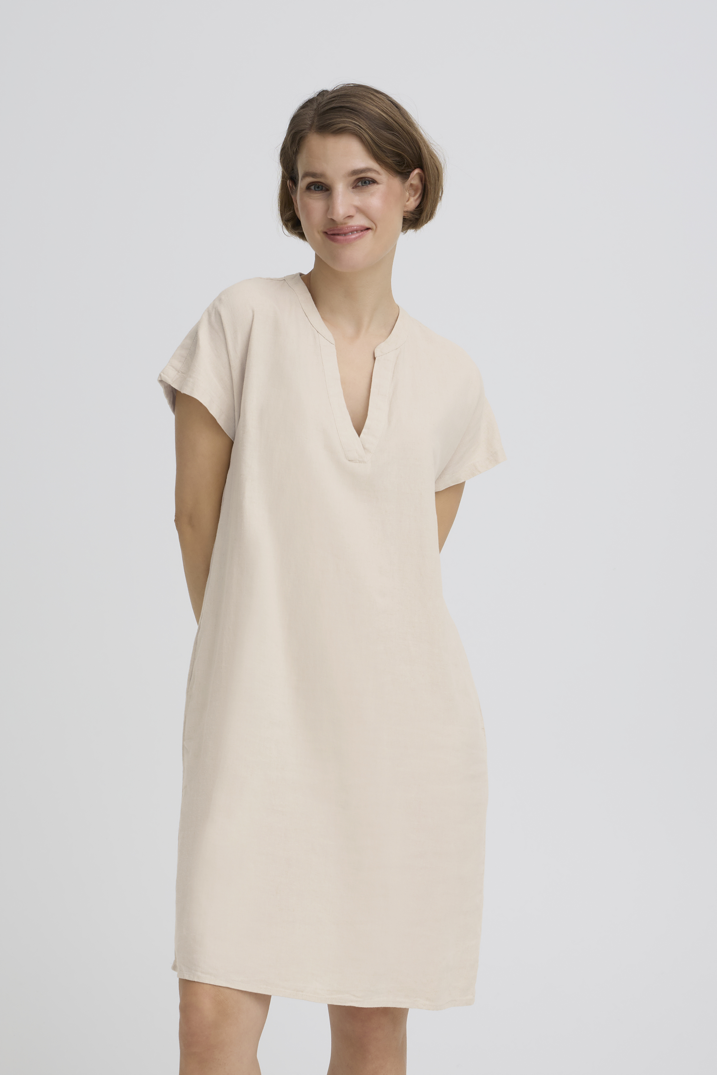 BYFALAKKA V NECK DRESS Rainy Day Melange - 7