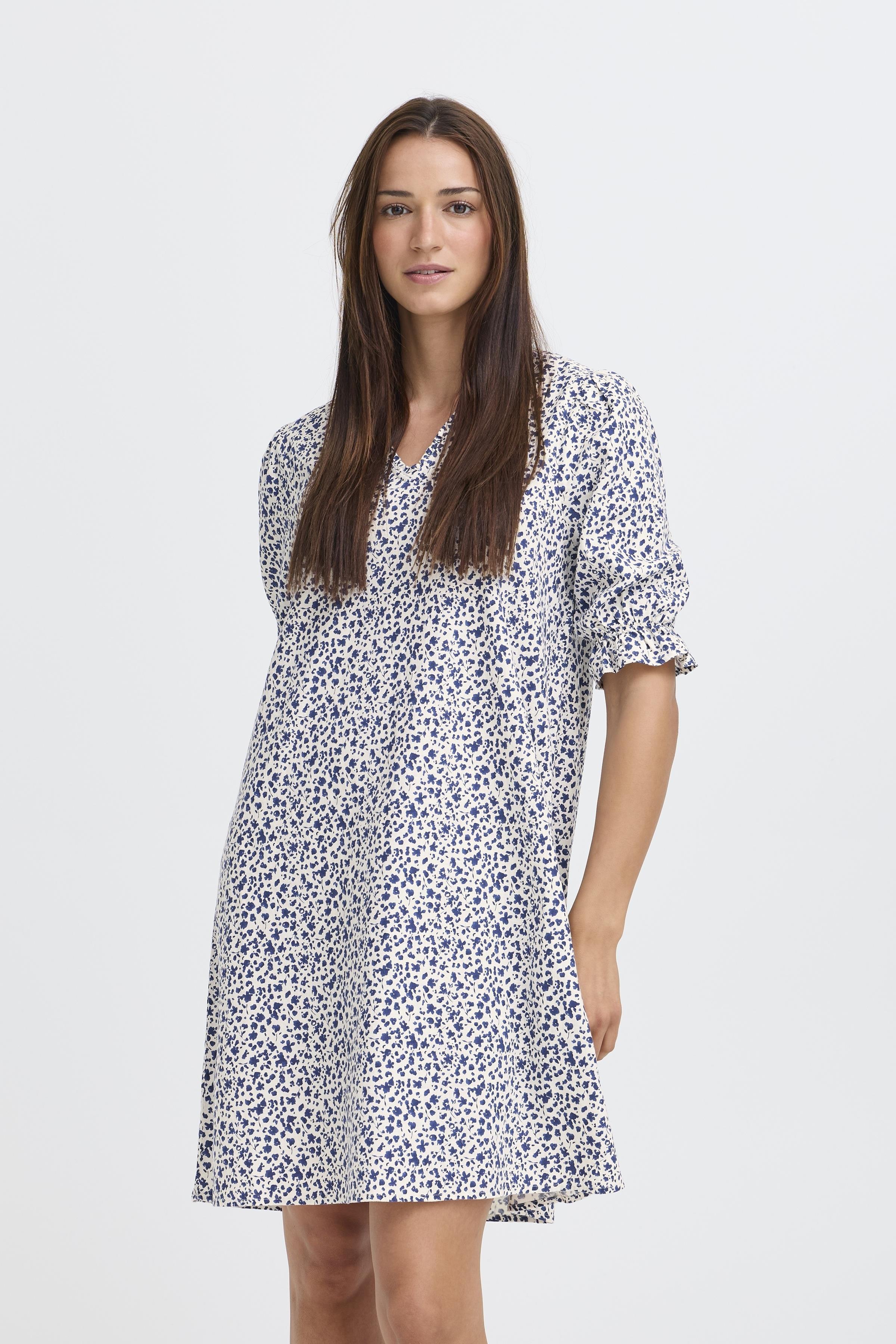BYFALAKKA WIDE DRESS MEDIEVAL BLUE FLOWER - 6