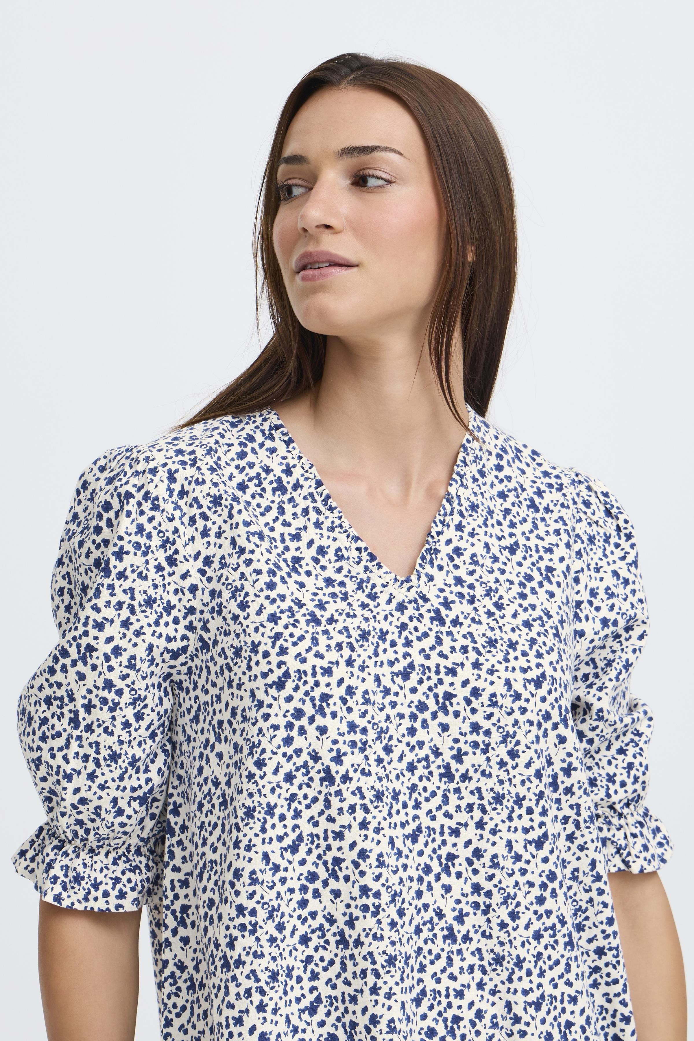 BYFALAKKA WIDE DRESS MEDIEVAL BLUE FLOWER - 3