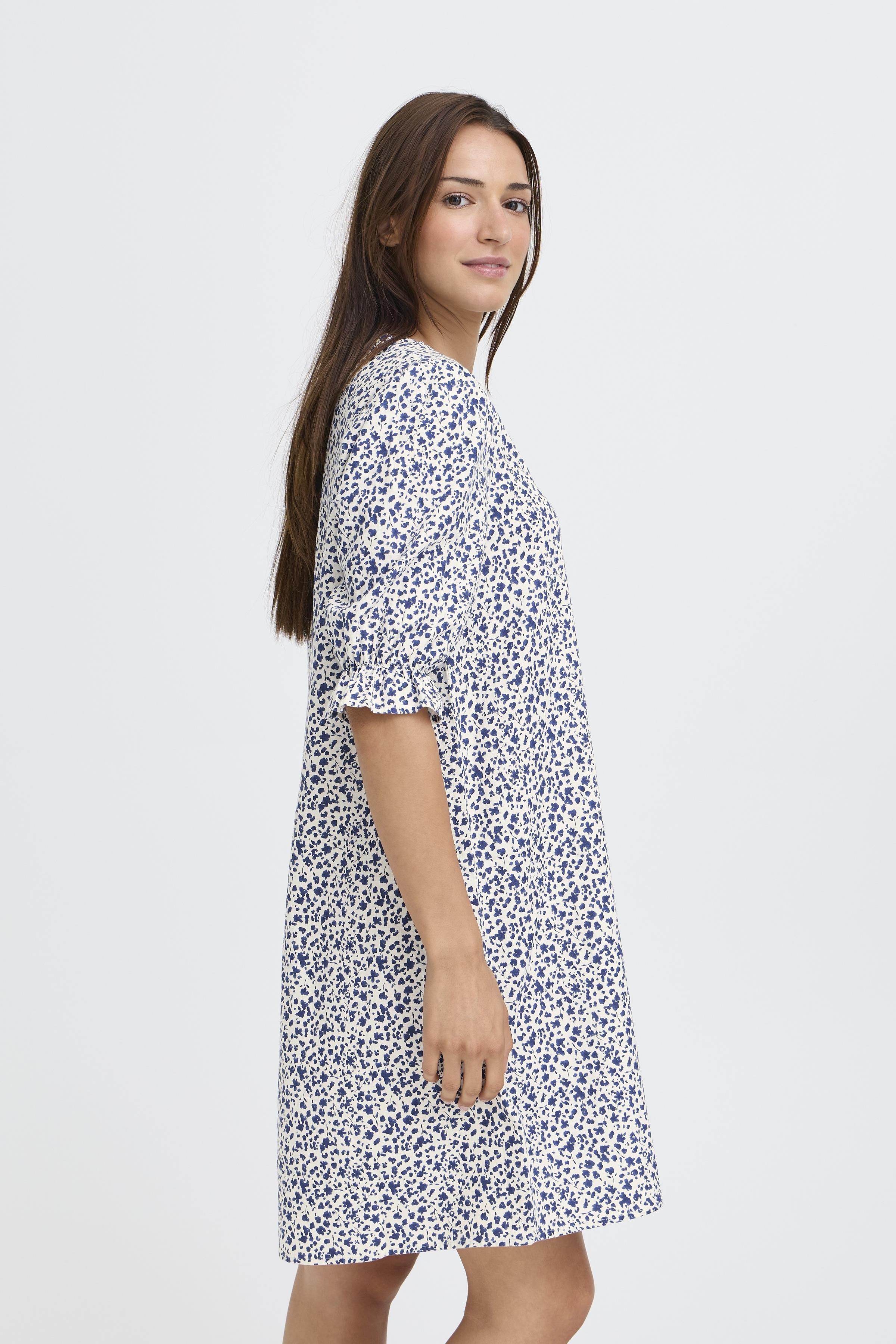 BYFALAKKA WIDE DRESS MEDIEVAL BLUE FLOWER - 4